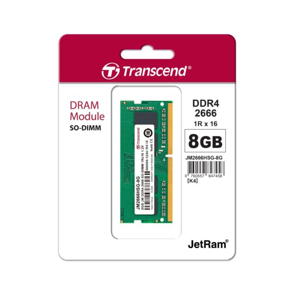 Transcend Laptop RAM, DDR4, 8GB, 2600